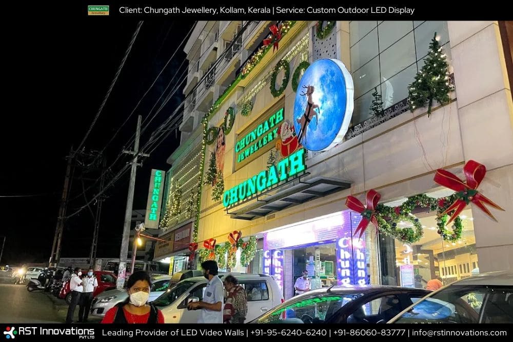 Gleaming in Kollam: Chungath Jewellery's Elegant Outdoor LED Display by RST Innovations